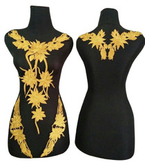 WUBU Lace Neckline Trim Applique Embroidery Patch Motif Embellishments Decorative Patches 7004