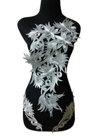 WUBU Lace Neckline Trim Applique Embroidery Patch Motif Embellishments Decorative Patches 7007