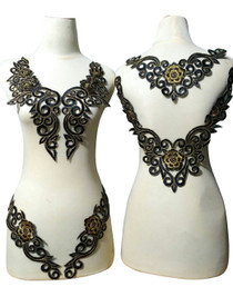 WUBU Lace Neckline Trim Applique Embroidery Patch Motif Embellishments Decorative Patches 7008