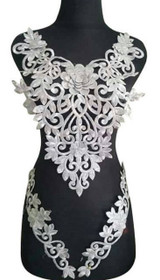 WUBU Lace Neckline Trim Applique Embroidery Patch Motif Embellishments Decorative Patches 7018
