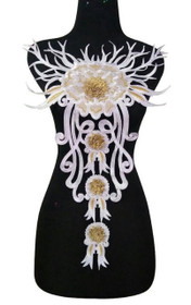 WUBU Lace Neckline Trim Applique Embroidery Patch Motif Embellishments Decorative Patches 7023