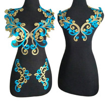 WUBU Lace Neckline Trim Applique Embroidery Patch Motif Embellishments Decorative Patches 7024