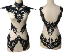 Lace Neckline Trim Applique Embroidery Patch Motif Embellishments Decorative
