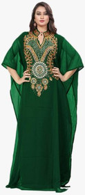 KoC Women's wear Dubai Kaftan Farasha Caftan Long Maxi Dress Abaya Jalabiya-Green