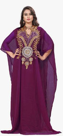 KoC Women's wear Dubai Kaftan Farasha Caftan Long Maxi Dress Abaya Jalabiya-Magenta Voilet