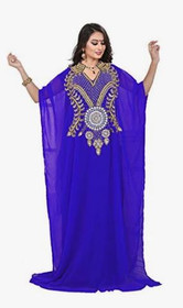 KoC Women's wear Dubai Kaftan Farasha Caftan Long Maxi Dress Abaya Jalabiya-Royal Blue