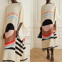 Printed Lounge Wear Calf Length Silk Crepe Kaftan, Tunic Dress, Summer Loose Dress, Soft Dress Gift for Her, Caftan, Party Wear Kaftan 5598