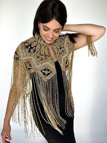 Shawl Wraps Sequin Beaded Evening Cape Bridal Art Deco Embroidered Fringe Bolero Flapper Cover Up for Dresses Wedding Party