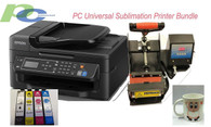 PC Universal Sublimation Bundle with Printer, Heat Press Machine & Assorted Mugs, Transfer Paper, Heat Tape, ALL INCLUDED