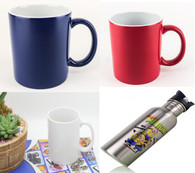 Sublimation Accessory Bundle-- White &Red/Blue Color Changing Mugs, Stainless Sport Bottle