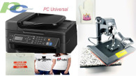 PC Universal Sublimation Bundle with Printer, Flat bed Heat Press Machine for T-shirts, Transfer Paper, Heat Tape, ALL INCLUDED
