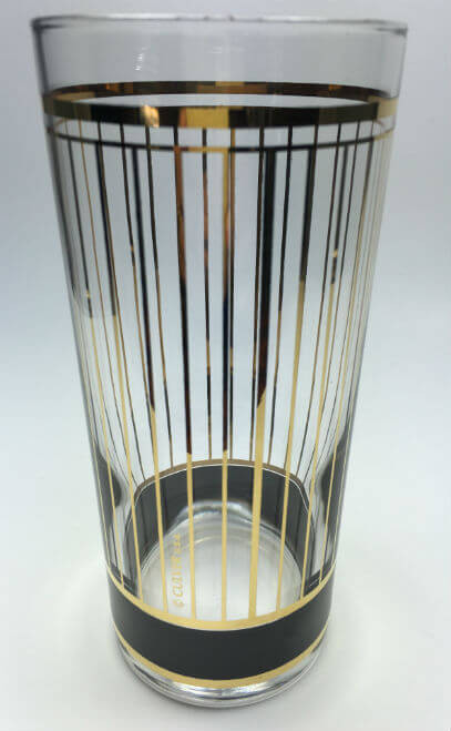Vintage Culver Devon Black and Gold Tumbler Glass Set of 5