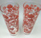 Vintage 1960s Libbey Tall and thin Coral Pink Rose Iced Tea Glass set of 2 Collins