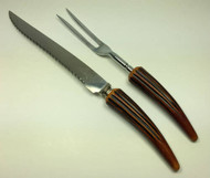 Vintage Sheffield Horn Handle Carving Knife and Fork Set of 2