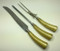 Vintage Sheffield Yellow Bakelite Carving Knife Fork Steel Set of 3