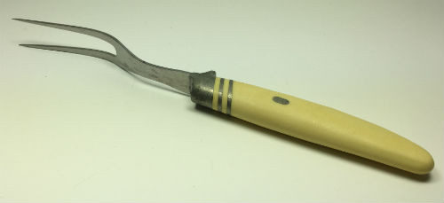 Vintage Creamy Yellow Handle Serving or Carving Fork