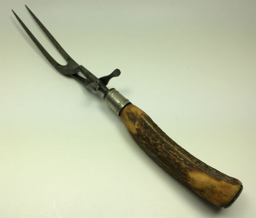 Horn or Bone Handle Carving Fork with Rest - Vintage Grace