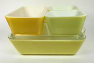 Vintage Pyrex Refrigerator Dishes Yellows Set of 5 side