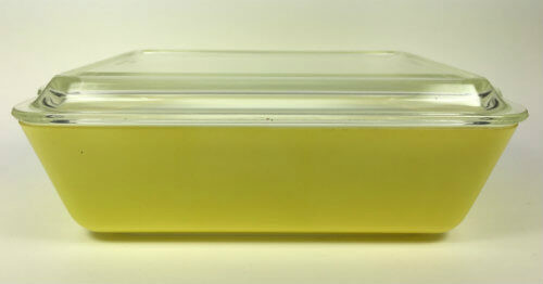 Pyrex Refrigerator Dish with Cover Yellow Set of 2