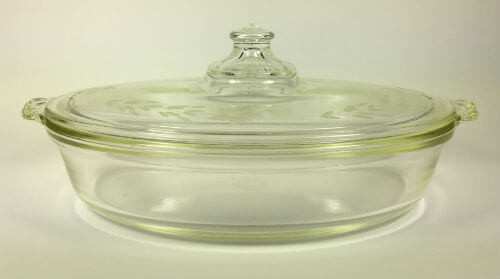 Vintage Pyrex Etched Engraved Oval Casserole Dish with Cover