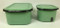 Vintage Enamelware Refrigerator Boxes with Covers Lids Green and Black Set of 4 Ends