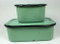Vintage Enamelware Refrigerator Boxes with Covers Lids Green and Black Set of 4