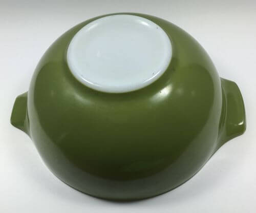 Vintage Pyrex Cinderella Bowl Olive Green 443 2 1/2 QT bottom