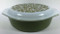 Vintage Pyrex oval casserole green white berries olives verde cover