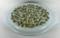 Vintage Pyrex oval casserole green white berries olives verde cover closeup