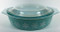 Vintage Pyrex oval casseroles cover turquoise snowflakes