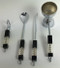 Vintage Cocktail Bar Tools Black Clear Lucite Handles Spoon Double Jigger Pick Opener