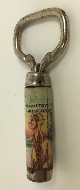 Vintage Bottle Opener Manitowoc Wisconsin Native American Indian