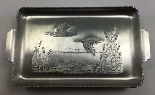 Vintage Tip Trays Ducks and Cattails Aluminum Set of 8 Top