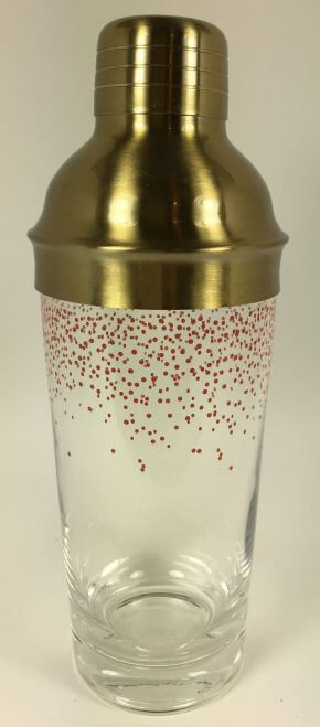 Vintage Cocktail Shaker Festive Red Dots Brass Top