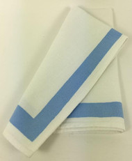 Vintage Napkins White Periwinkle Blue Border Set of 6