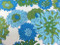Vintage Napkins Large Blue Green Chrysanthemums Set of 12 detail