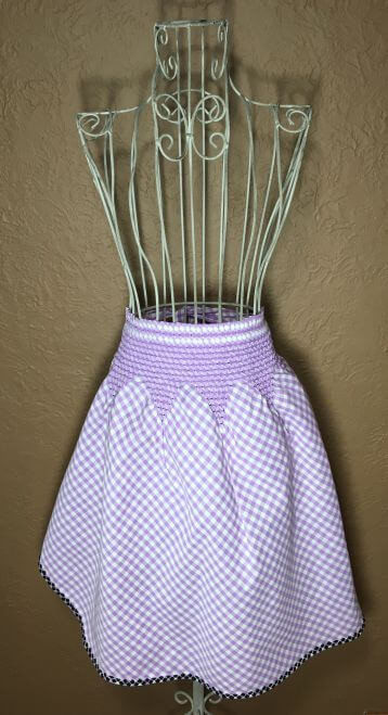 Vintage Half Apron Purple Gingham with Black Rickrack Trim