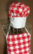Vintage Full Apron Red Picnic Fabric with Chefs Hat Detail
