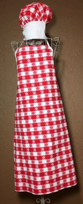 Vintage Full Apron Red Picnic Fabric with Chefs Hat