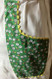 Vintage Half Apron White Green Floral Pockets Yellow Rickrack Trim Detail