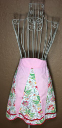 Vintage Half Apron Pink with Red and Green Floral