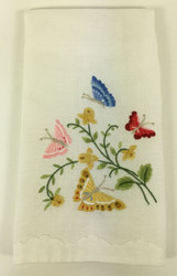 Vintage Kitchen Towel Embroidered Butterflies