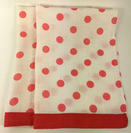 Vintage Kitchen Towels Red Pink Polka Dots Set of 2