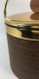 Vintage Ice Bucket Faux Wood Gold Brass Detail