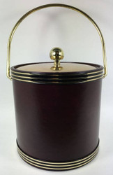 Vintage Ice Bucket Red Black Gold Brass