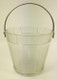 Vintage Ice Bucket Frosted Glass Hammered Metal Handle