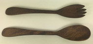 Vintage wood salad fork spoon serving set