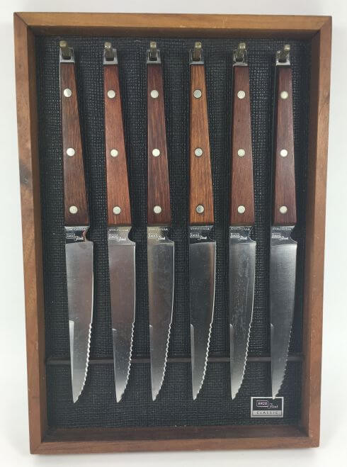 Vintage Steak Knives Ekco Flint Wall Mount Box Set of 6