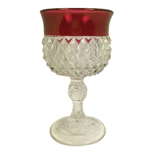 Vintage Diamond Point Ruby Wine Glasses Indiana Glass
