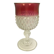 Vintage Diamond Point Ruby Water Goblet Indiana Glass